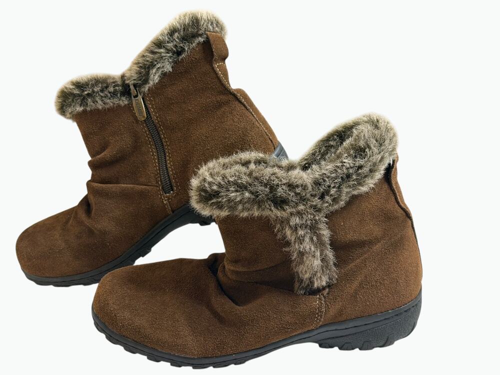 Khombu Lisa Winter Booties, 1077489, Brown, LEA/ Faux Fur, Women's Size 8